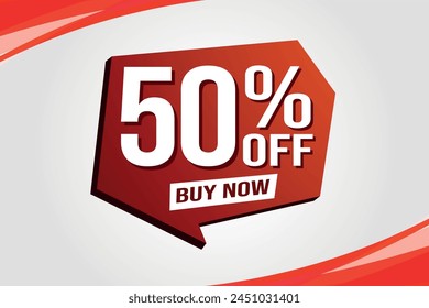 50% fifty percent off buy now poster banner graphic design icon logo sign symbol social media website coupon

