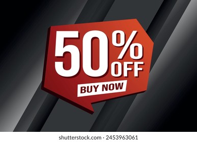 50% fifty percent off buy now poster banner graphic design icon logo sign symbol social media website coupon

