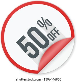 50 fifty percent sale sign label illustration
