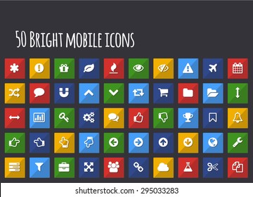 50 flat bright icons!