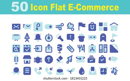 50 Flat Icon E-Commerce for any purposes website mobile app presentation