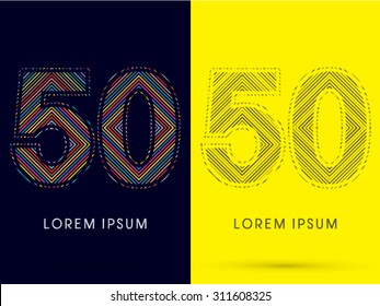 50 ,Font , colorful light movement, designed using colorful line and black and white line, graphic vector
