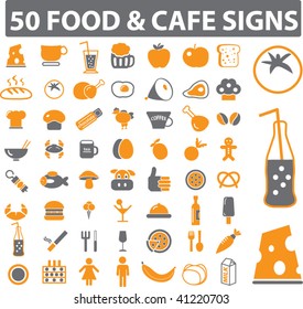50 food & cafe signs. vector