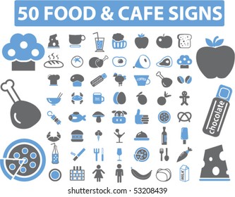 50 food & cafe signs. vector