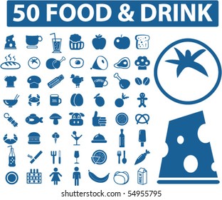 50 food & cafe signs. vector