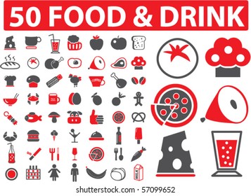 50 food & drink signs. vector