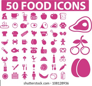 50 food icons set, vector