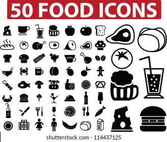 50 food icons set, vector