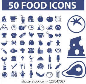 50 food icons set, vector