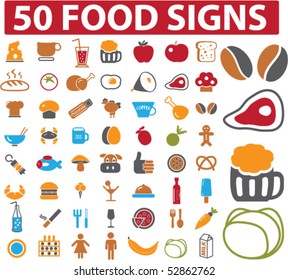 50 signos alimentarios. vector