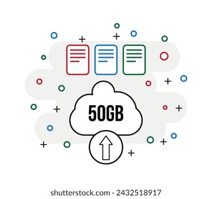 50 Gb cloud storage. Design upload files and documents, concept save files online