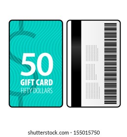 A $50 gift card in a bright, bold design in portrait format.