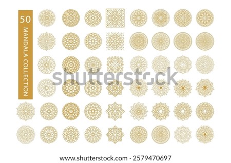 50 Gold Mandala Design Element Collection Pack