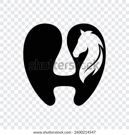 50 h alphabet horse combination negative space logo