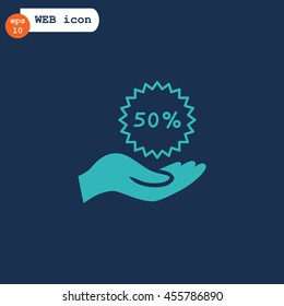 50% for hand icon Flat.