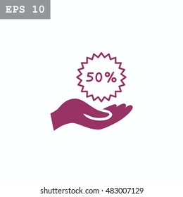 50% for hand icon Flat.