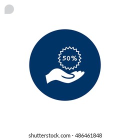 50% for hand icon Flat.
