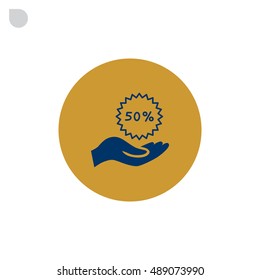 50% for hand icon Flat.