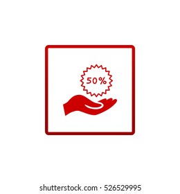 50% for hand icon Flat.