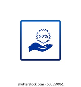 50% for hand icon Flat.