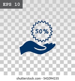 50% for hand icon Flat.
