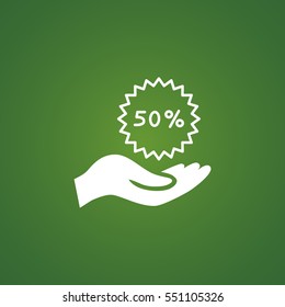 50% for hand icon Flat.