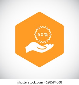 50% for hand icon Flat.