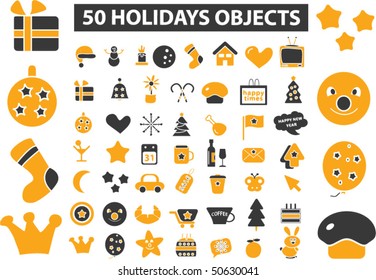 50 holidays objects. vector