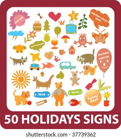 50 holidays signs. vector