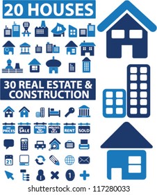 50 houses & real estate & construction icons set, vector