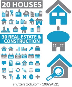 50 houses & real estate icons set, vector