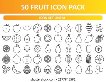 50 icon of fruit illustration such as watermellon, orange, grape, coconut, and manymore
