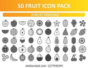 50 icon of fruit illustration such as watermellon, orange, grape, coconut, and manymore