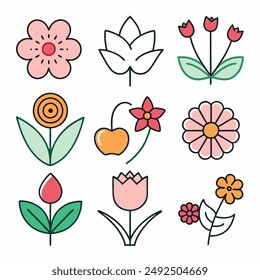 50 icon silhouette of flower with names	
