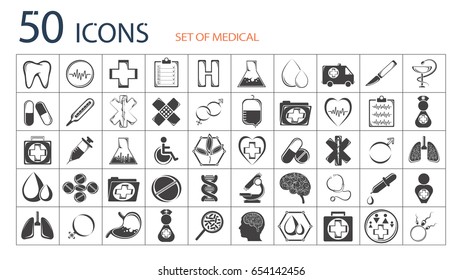 50 ICONS Set of medical icons for websites