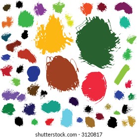 50 ink and brush spots. Vector illustration