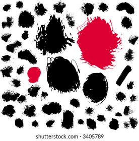 50 manchas de tinta y pincel. Ilustración del vector