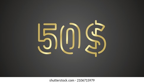 50$ internet website promotion sale offer big sale and super sale coupon code dollar golden 50$ discount gift voucher coupon vector illustration