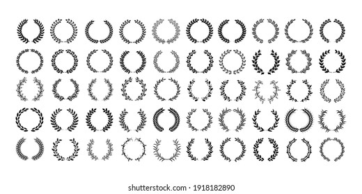 50 Laurel Wreaths Collection. Different frame design elements. Logo design.