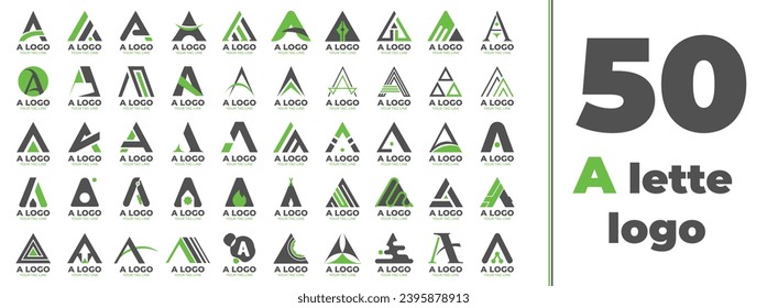 50 Una plantilla de diseño de logotipo de conjunto de letras. Icono del vector.