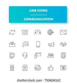 50. Line icons set. Communication pack. Vector illustration for  communion with people, social networks