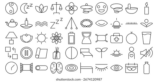 Ilustraciones del paquete de iconos de atención plena de 50 líneas