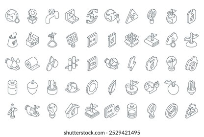 50 linear ecology and nature icon pack. vector thin line save the earth, daisy, pipeline, waste water, recycle bottle, world water day, radioactive icons suitable for apps and websites ui designs.