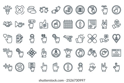 Vector de la pistola de línea delgada, escanear, zen, extender, mutuo, mano, iconos de huellas dactilares adecuados para App y Sitios web.