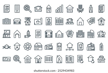 50 linear home icon pack. vector thin line home, home, icons suitable for apps and websites ui designs.