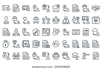 50 linear inheritance icon pack. vector thin line key, research, inheritance, dollar, gift, house, cryptocurrency icons suitable for apps and websites ui designs.