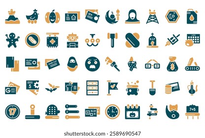 50 linear other icon pack. vector thin line pipe wrench, chichen hen, pirate pumpkin, government business card, sea business card, mosque and moon, woman with hijab icons suitable for apps and