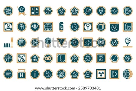 50 linear signs icon pack. vector thin line female, superior, mathematical, mail, ceres, khanda, or icons suitable for apps and websites ui designs.
