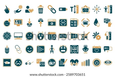 50 linear user interface icon pack. vector thin line upload button, left turn, round location indicator, blank left arrow, expand arrows, selectioned circle, 1 pete icons suitable for apps and