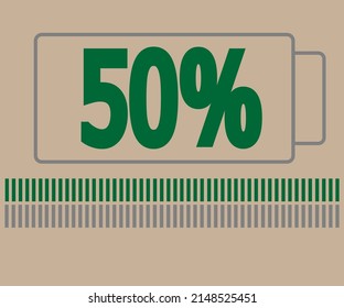 50% load. Charging battery icon. vector illustration
